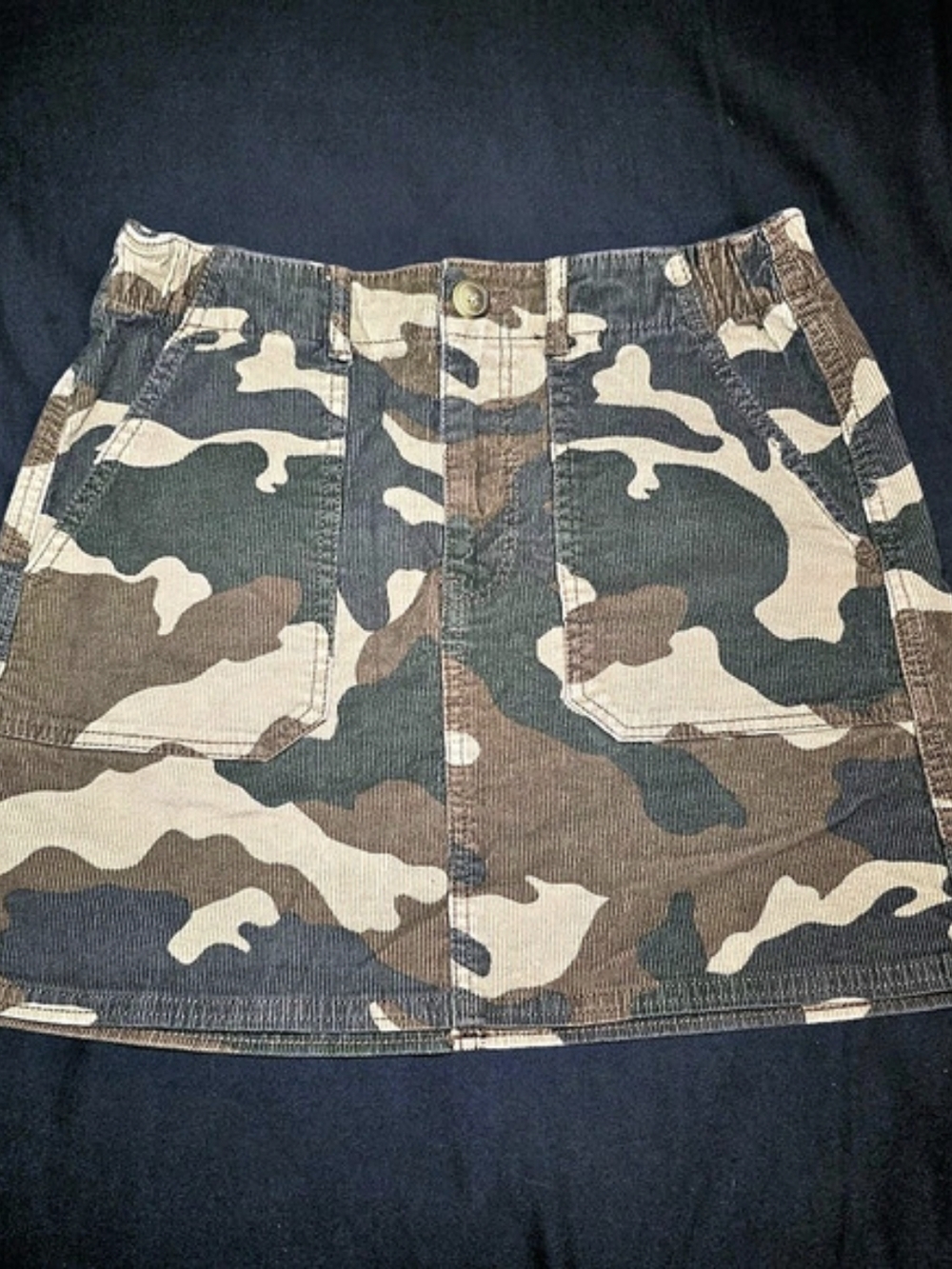 American Eagle Super Stretch Camouflage Corduroy Mini Skirt Camo Mini Skirt in